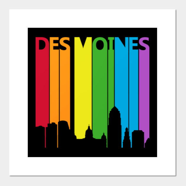 Des Moines Skyline LGBT Pride Gift Des Moines Posters and Art